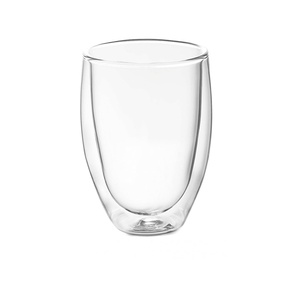 GENERICO Vasos Vidrio Doble Pared 350 mL con tapa de bambú