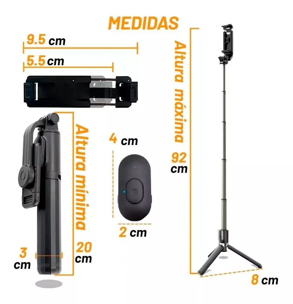 Selfie Stick Bluetooth Rotación 360° Disparador Bluetooth