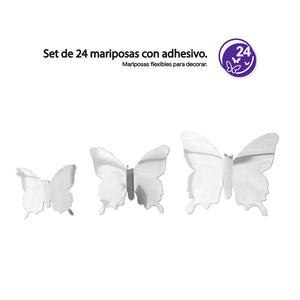 Set decorativo de 24 mariposas flexibles
