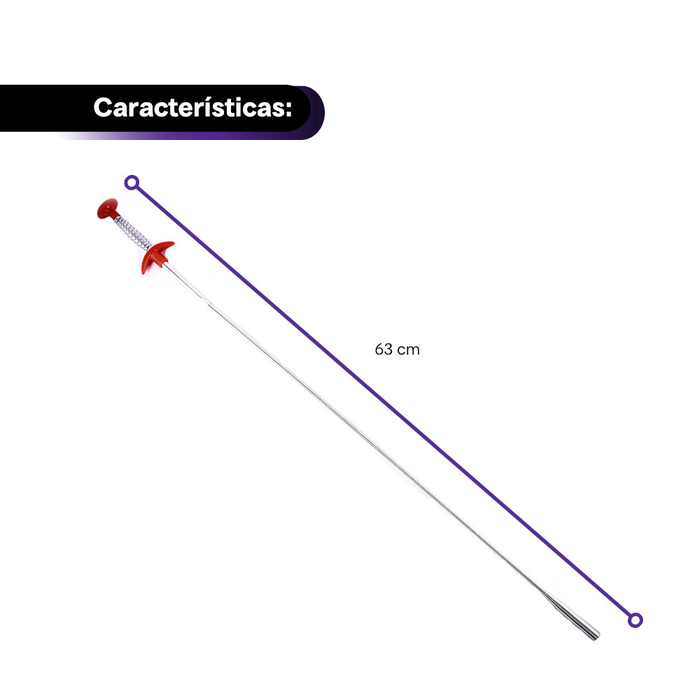 Gancho retráctil destapa tuberías