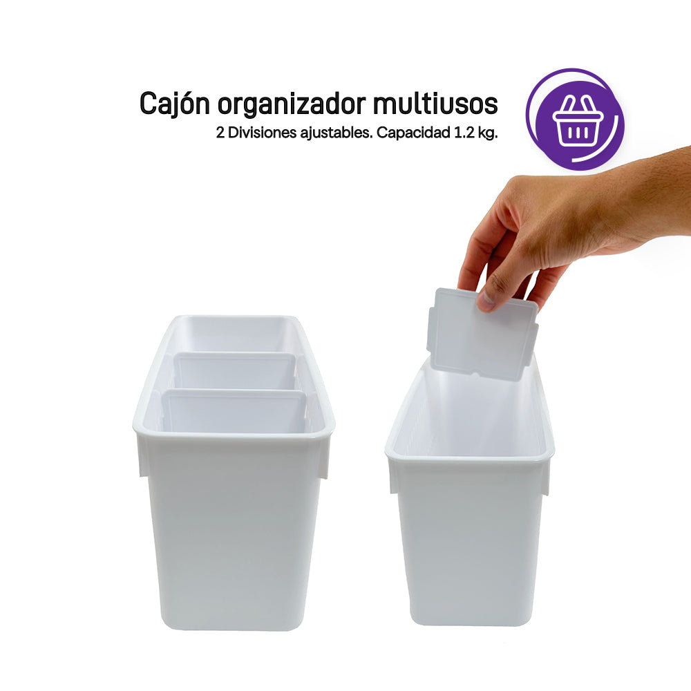 Cajón-Gabinete organizador multiusos con 2 divisiones.