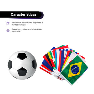 Banderas decorativas más balón de fútbol