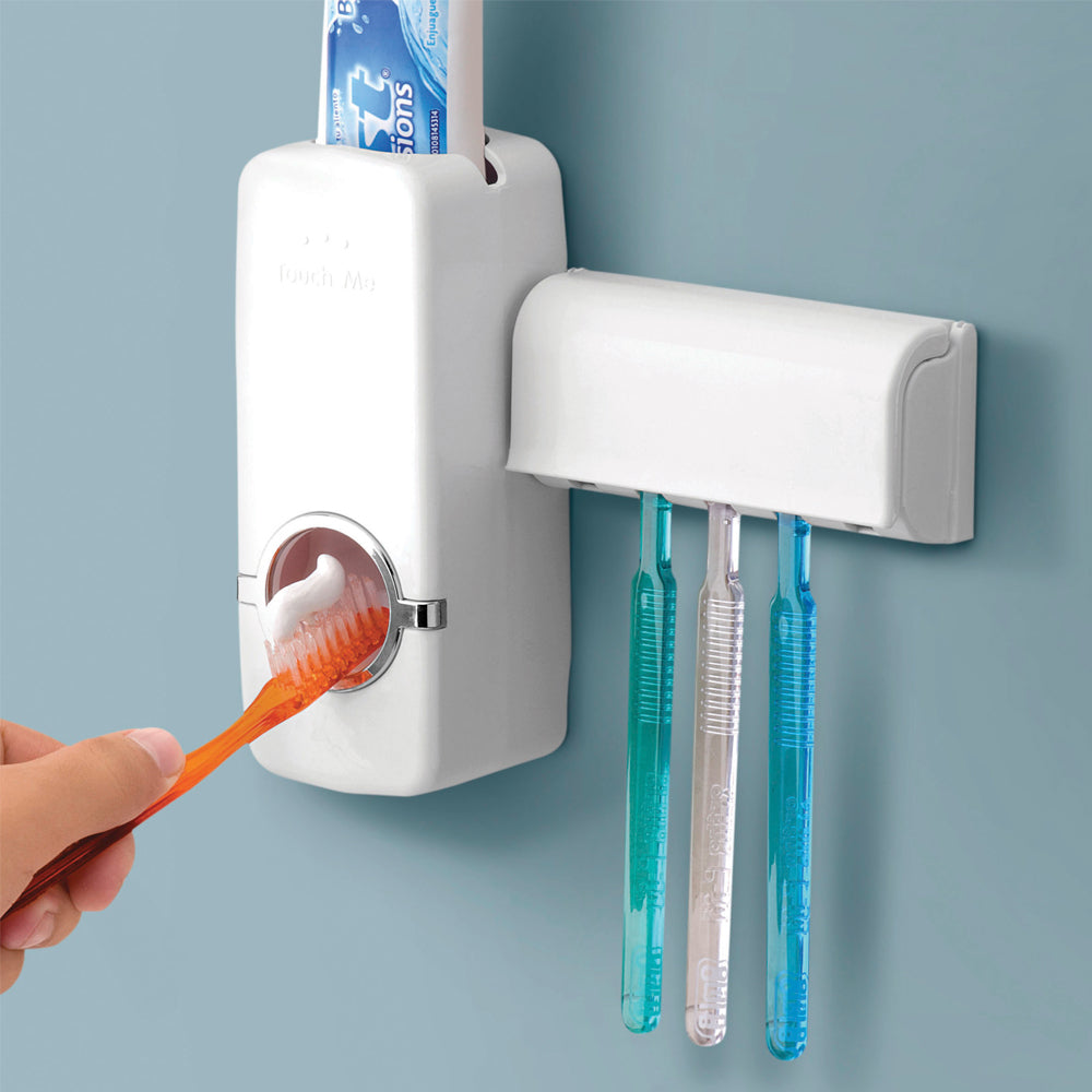 Guarda cepillos, dispensador de pasta de dientes.