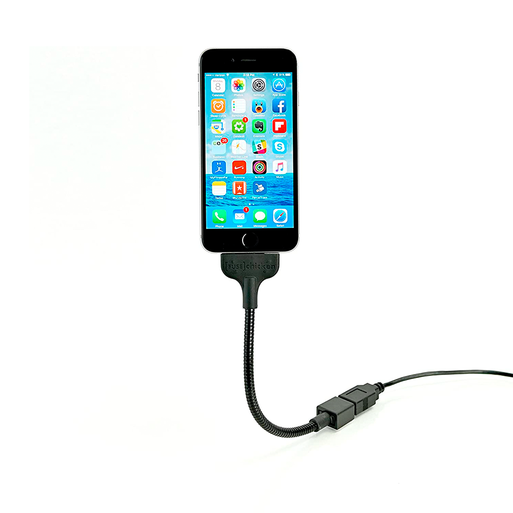 Cable USB-Lightning flexible de 15cm+extensión 1m.