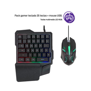 Pack Gamer:  teclado gamer y mouse USB